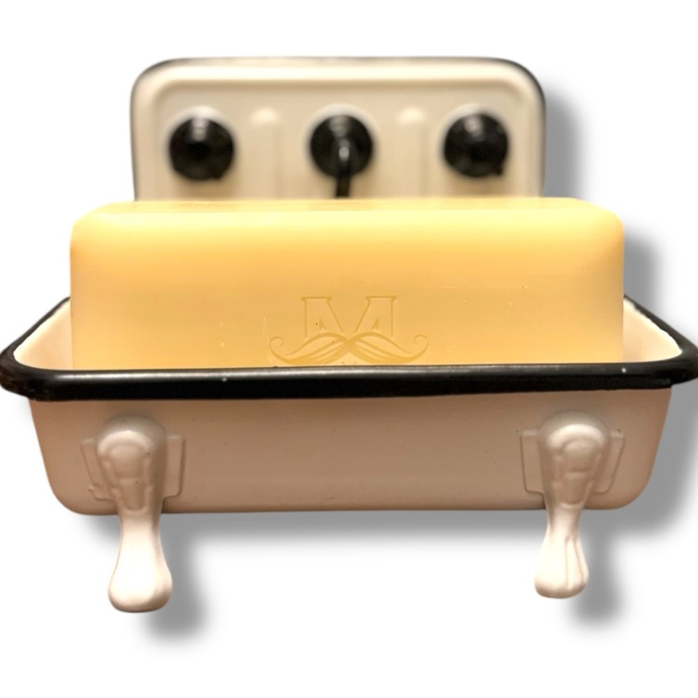 Man Bar Soap Bundle + Vintage-Style Sink Soap Dish | 10 oz Bars | Gift Set - Picture 4 of 6